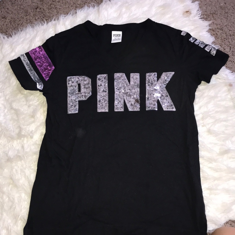 PINK bling V- neck Tshirt
